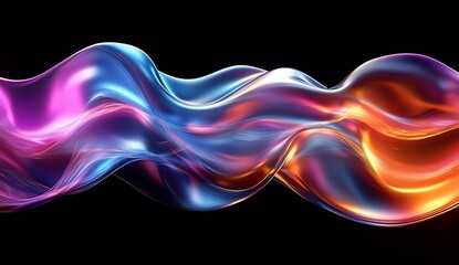 Aufkleber - Colorful flowing waves with an ethereal glow creating a mesmerizing visual effect : Generative AI