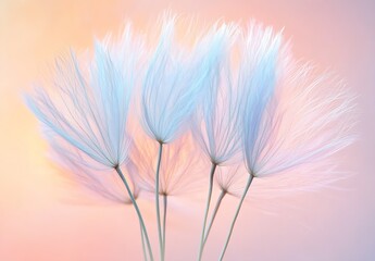 Aufkleber - Whimsical Soft Blue Feathers against a Subtle Pastel Background Exuding Calmness : Generative AI