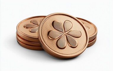 Leinwandbilder - Shiny Copper Coins with Flower Design Stacked Currency Investment Concept Decorative Collectibles Financial Wealth : Generative AI