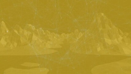 Poster - Animation of geometric landscape with network connections on yellow background