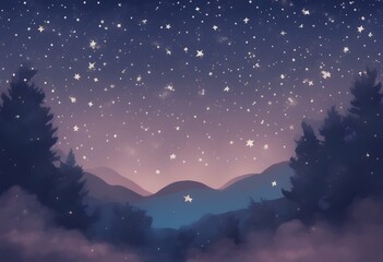 Wall Mural - hand starry sky drawn background stars lovely illustration spiritual space light neon cold star blue
