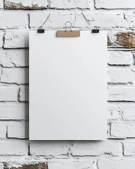 Aufkleber - Blank White Poster Mockup on Rustic Brick Wall Background Perfect for Presentations or Graphic Design Projects : Generative AI
