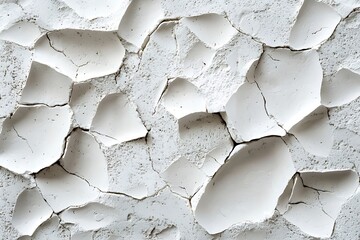Fototapete - Cracked White Paint Texture Abstract Background Old Distressed Wall Weathered Surface Peeling Paint High Detail Grunge Effect : Generative AI