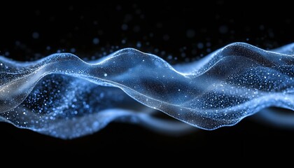 Leinwandbilder - Beautiful abstract wave pattern with glowing particles on a dark background for stunning visual effects : Generative AI