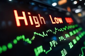 Fototapete - Stock Market Data Displaying Highs and Lows on Digital Screen Investment Finance Trading Business Analysis : Generative AI