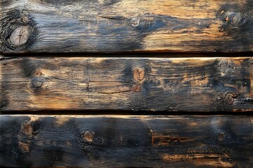 Fototapete - Rustic Wooden Planks with Dark Knots Weathered Wood Texture Background for Vintage and Natural Designs Timber : Generative AI