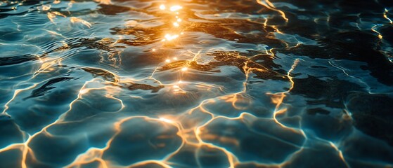 Poster - Abstract Water Surface with Light Reflections Creating Ripples and Patterns for Calmness and Natural Beauty : Generative AI