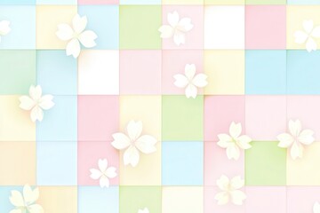 Wall Mural - soft pastel background with cherry blossom overlay in gentle colors