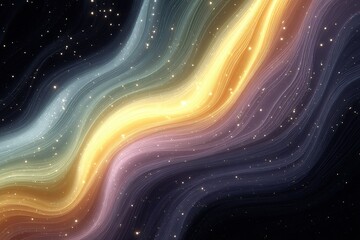 Poster - colorful cosmic waves with stars flowing through a dark universe background at night
