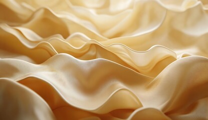 Leinwandbilder - Delicate folds of cream satin fabric gracefully arranged for a minimalist background design : Generative AI