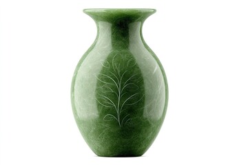 Poster - Beautiful green stone vase with intricate designs displayed in a well-lit environment