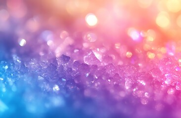 Poster - Abstract Macro Photograph of Colorful Crystals Displaying Holographic Iridescent Effects and Gradient Tones : Generative AI