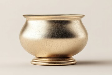 Poster - Elegant metallic pot showcased on neutral background highlighting its smooth finish and design details