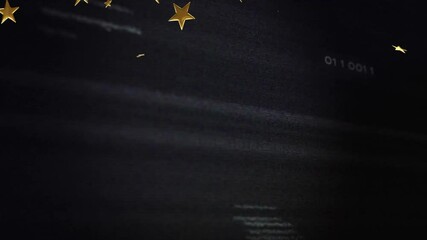 Poster - Golden stars shining with animated text on dark textured background