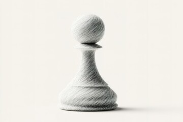 Poster - Unique textured pawn chess piece with a fluffy appearance on a light background