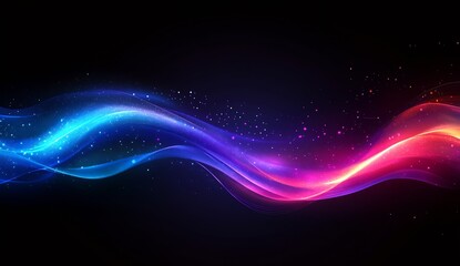 Poster - Glimmering abstract light waves in a striking combination of blue and pink hues representing movement in digital art : Generative AI
