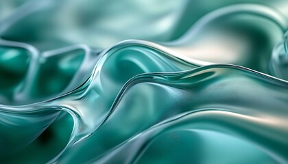 Fototapete - Elegant Teal Waves Creating Mesmerizing Patterns in Stylish Abstract Art Composition : Generative AI