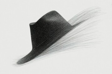 Poster - Artistic representation of a black hat in motion with smooth brush strokes creating a dynamic effect