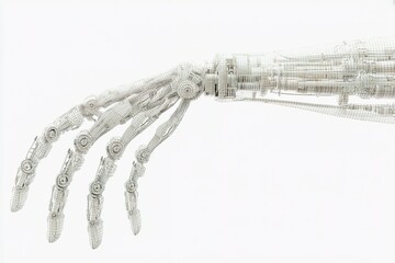 Poster - Detailed view of a robotic hand showcasing advanced design and technology in a minimalist setting