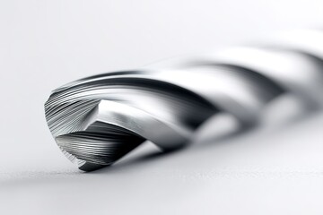 Poster - Close up view of a metal drill bit showcasing fine details and craftsmanship in a workshop setting