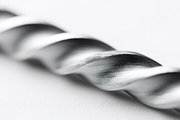 Poster - close-up view of a steel twist drill bit highlighting its spiral design and fine texture for precisi