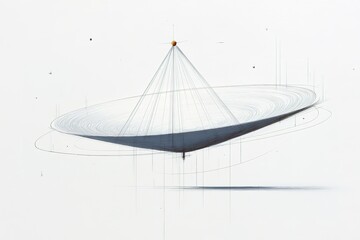Poster - Artful depiction of a spinning top illustrating physics concepts and spatial dynamics in a minimalist style
