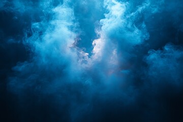 Poster - Blue Smoke Texture Abstract Background Dramatic Blue Fog Mist Effect for Creative Design Atmospheric Overlay : Generative AI