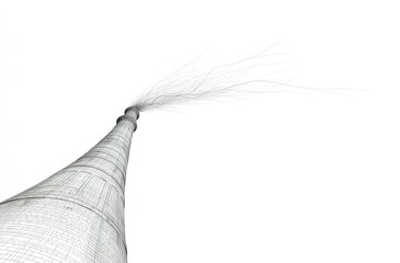 Poster - Unique abstract representation of a tall structure with intricate lines and forms against a white background