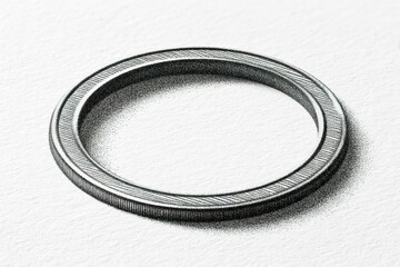 Poster - Detailed illustration of a metallic ring on textured paper highlighting its design and craftsmanship
