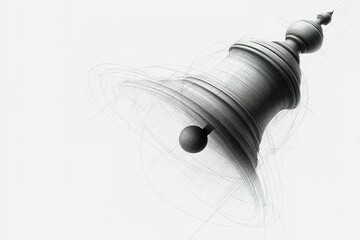 Poster - Detailed depiction of a spinning bell in abstract style showcasing motion and elegance with intricate lines