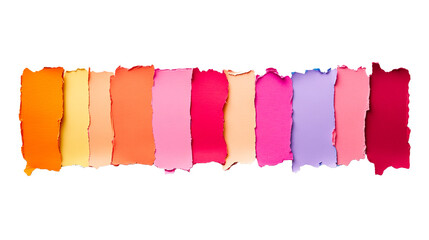 Wall Mural - colorful torn paper strips on black background, cut out transparent