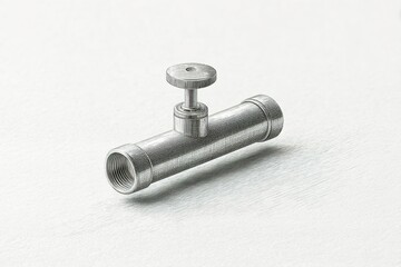 Poster - Detailed view of a metallic valve component designed for controlling fluid flow in piping systems at an industrial location