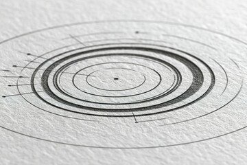 Poster - Circular patterns of black lines on textured paper showcase artistic design and precision in modern artwork for creative expression