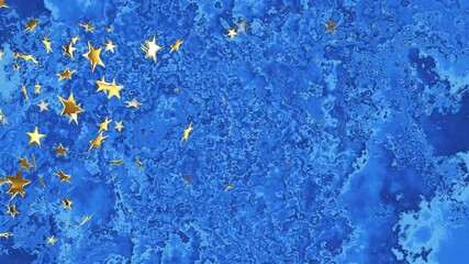 Poster - Golden stars creating animation over blue background with celestial theme