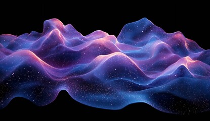 Poster - Vibrant and dynamic abstract waves of purple and blue colors with sparkling particles creating a captivating visual : Generative AI