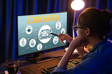 Poster - e-learning website with sofware for student to study online on the internet network brisk