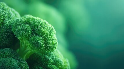 Poster - bold rendering of broccoli florets glowing with internal light displayed against gradient background