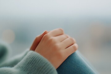 Aufkleber - close-up photo of serene therapist hands resting gently on their lap with open spaces that suggest calmness and tranquility