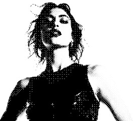 Poster - old school pixel portrait of a woman in early computer style