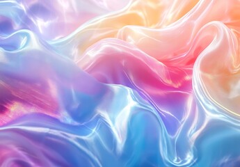 Leinwandbilder - Iridescent Fabric Waves in Pastel Colors Abstract Silk Textile Background for Fashion Beauty and Design : Generative AI