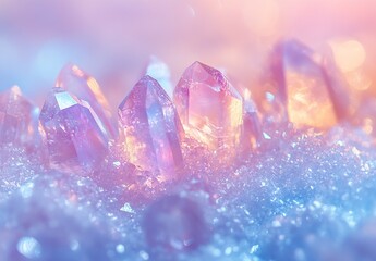 Leinwandbilder - Charming arrangement of sparkling crystalline formations in rainbow hues creating an enchanting view : Generative AI