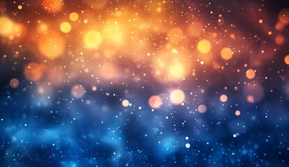 Aufkleber - Colorful glowing bokeh lights in vibrant orange and blue hues creating a dreamy background : Generative AI