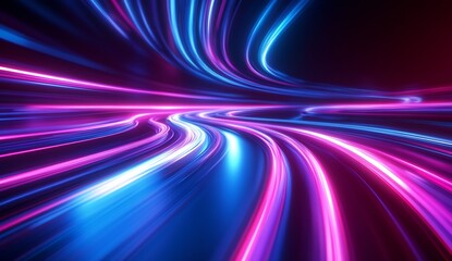Leinwandbilder - Fast moving light streams in vibrant colors captured in a sleek abstract design representing technology and energy : Generative AI