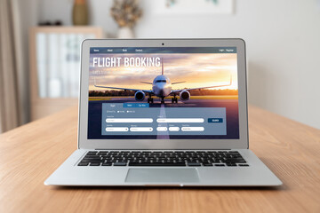 Poster - online flight booking website provide modish reservation system . travel technology concept .