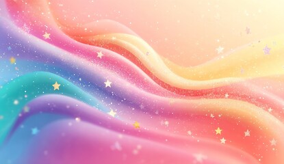 Aufkleber - Vibrant abstract waves with stars and sparkling light on a colorful gradient background : Generative AI