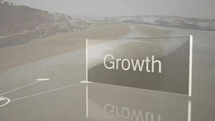 Poster - Animating business growth network over serene coastal landscape with ocean views