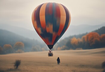 Wall Mural - scenic person hot enjoying air ride balloon sun sky happiness desert landscape lifestyle sunrise harmony enjoyment nature vacation beautiful peaceful view woman fly colourful travel light adventure