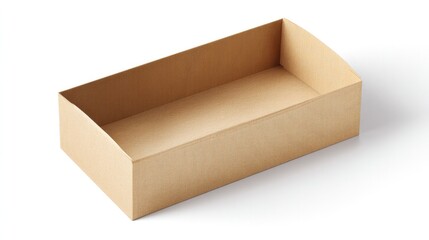 Poster - sleek mockup of empty rectangular cardboard box with folded edges isolated on bright white background