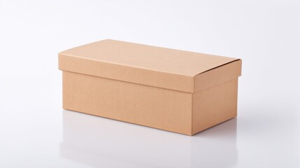 Poster - sleek mockup of empty rectangular cardboard box with folded edges isolated on bright white background