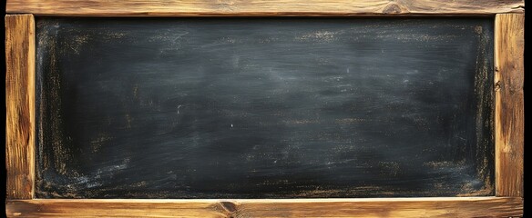 Poster - Rustic Wooden Framed Blackboard with Textured Surface Perfect for Retro Style Presentations and Chalk Art : Generative AI